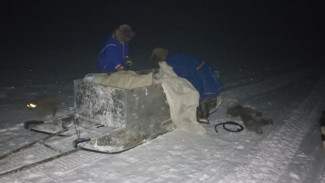Спасатели эвакуировали семью кочевников со сломанным посреди тундры снегоходом
