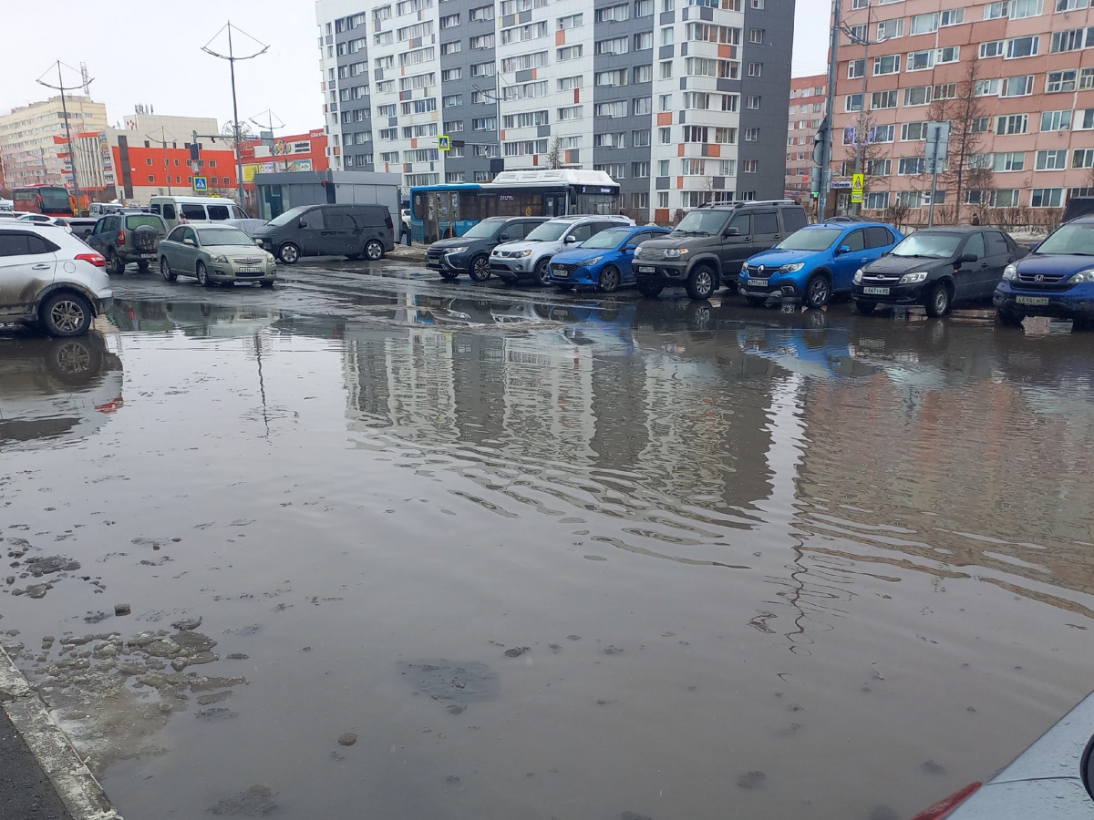 В Новом Уренгое на улицах города появились огромные лужи и водоплавающие  машины – Новости Салехарда и ЯНАО – Вести. Ямал. Актуальные новости Ямала