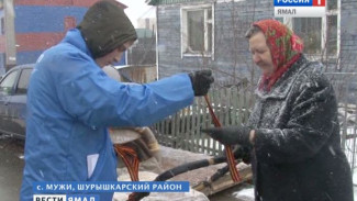 В селе Мужи волонтеры раздают георгиевские ленточки