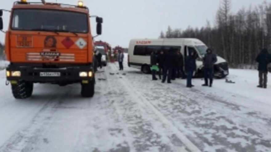На трассе Салехард-Сургут столкнулись бензовоз и микроавтобус