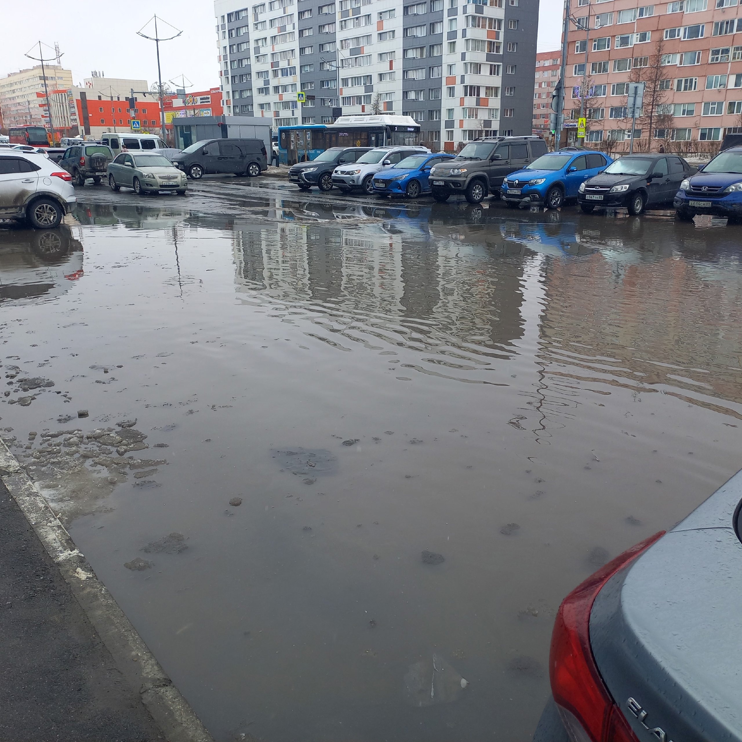 В Новом Уренгое на улицах города появились огромные лужи и водоплавающие  машины – Новости Салехарда и ЯНАО – Вести. Ямал. Актуальные новости Ямала